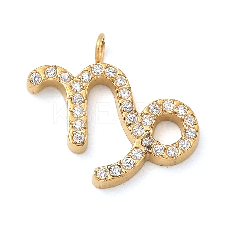 Ion Plating(IP) 304 Stainless Steel Micro Pave Cubic Zirconia Charms STAS-Z107-09G-12-1