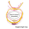 3Pcs 3 Styles Natural Amethyst & Glass Round Beads Braided Bead Bracelets & Stainless Steel Heart Link Bracelets LB7339-1-4
