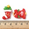 Snowman & Stocking & Bell Christmas Theme Opaque Resin Cabochons RESI-B037-06-3
