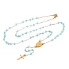 Ion Plating(IP) Crucifix Cross 304 Stainless Steel Rosary Bead Necklaces NJEW-M075-04G-05-1