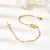 304 Stainless Steel Saint Benedict Cross Link Bracelets for Women BJEW-K295-02G-2