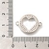Rack Plating Brass Clear Cubic Zirconia Flat Round with Hollow Heart Connector Charms KK-L225-036P-3