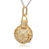 Golden Tone Brass Hollow Round Cage Pendants KK-J235-09G-2