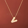 Brass Micro Pave Clear Cubic Zirconia Initial Pendant Necklaces for Women FS-WGDC51D-22-1