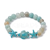 Dyed Synthetic Turquoise Turtle and Starfish Beaded Bracelets BJEW-JB10062-01-1