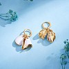White Enamel Lilies Flower Dangle Hoop Earrings JE970A-4