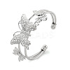 Butterfly Rack Plating Brass 2-Strand Open Cuff Bangles for Women BJEW-P322-01P-1