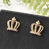 Crown Brass Micro Pave Clear Cubic Zirconia Stud Earrings for Women EJEW-G428-06G-3