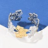 304 Stainless Steel Cuff Bangles for Women BJEW-G757-10GP-3
