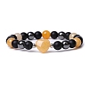 Natural Topaz Jade Heart Beaded Stretch Bracelet PW-WG70241-06-1