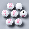 Painted Natural Wood European Beads WOOD-S057-057-1