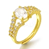 Rack Plating Oval Brass Micro Pave Clear Cubic Zirconia Adjustable Rings for Women RJEW-H232-06P-1
