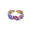 Rainbow Color 304 Stainless Steel Empaistic Open Cuff Rings RJEW-N038-044M-1