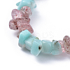 Natural Amazonite & Strawberry Quartz Chip Stretch Bracelets BJEW-JB04490-04-2