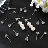 SHEGRACE Brass Clear Cubic Zirconia Flat Round Stud Earring Findings XGR0102P-117P-5