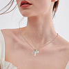 1pc Brass Chain with Alloy Letter Pendants Necklaces NJEW-LP0001-41K-P-4
