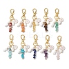 Natural & Synthetic Gemstone Chip & Flat Round with Number 0~9 Alloy Enamel Pendant Decorations HJEW-JM02358-1