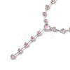 Cubic Zirconia Heart Link Chain Lariat Necklace NJEW-E074-07-4