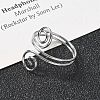 304 Stainless Steel Round Wrap Open Cuff Rings for Women Men RJEW-Z071-02B-P-3