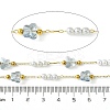 10M Ion Plating(IP) 304 Stainless Steel & ABS Plastic Pearl Bead & Butterfly Glass Link Chains CHS-G035-04G-02-2