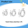 3Pcs 3 Style 925 Sterling Silver Spring Gate Rings STER-PH0003-31-4