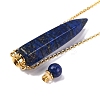 Dyed Natural Lapis Lazuli Bullet Shaped Perfume Bottle Pendant Necklaces G-B089-02G-09-4