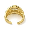 Textured Brass Double Layer Open Cuff Rings for Women RJEW-Z050-02G-3