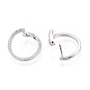 Brass Micro Pave Clear Cubic Zirconia Ring Hoop Earrings X-EJEW-T048-38P-3