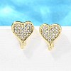 Heart Brass Micro Pave Cubic Zirconia Ear Studs EJEW-D304-35P-4