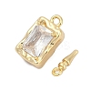 Brass Micro Pave Clear Cubic Zirconia Box Clasps KK-P291-40G-2