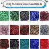 300g 15 Colors Glass Seed Beads SEED-NB0001-30-5