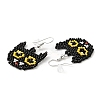 Glass Seed Braided Cat Dangle Earrings LS-EJEW-B012-11-3