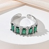 Brass Micro Pave Cubic Zirconia Cuff Open Rings for Women RJEW-L343-16P-03-2