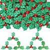 100Pcs Cloth Red Berry Leaf FIND-YW0008-66A-1