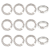 Unicraftale 12pcs Alloy Spring Gate Ring with Rhinestone FIND-UN0003-37P-1