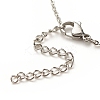 304 Stainless Steel Bees Charm Anklet with Round Natural White Jade Beads for Women AJEW-AN00498-02-6