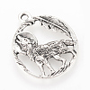 Tibetan Style Alloy Howling Wolf Pendants X-TIBEP-Q064-12AS-RS-1