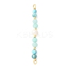 Faceted Round Natural Amazonite & Apatite & Potato Natural Cultured Freshwater Pearl Beaded Connector Charms PALLOY-JF03531-05-1