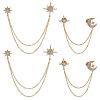 4Pcs 2 Styles Star Crystal Rhinestone Hanging Chain Brooch JEWB-ME0001-28KCG-1