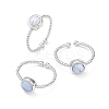 Natural Blue Lace Agate Cuff Rings RJEW-E074-01P-05-1