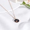 1Pc Alloy Black Enamel Moon Sun Pendant Necklaces NJEW-LP0002-94G-3