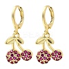 Brass Micro Pave Cubic Zirconia Cherry Dangle Earrings EJEW-L305-02G-4