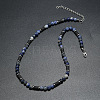Natural Blue Spot Jasper Round and Lava Rock Column Beaded Necklaces for Men LS-AD4538-3-1