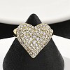 Heart Brass Micro Pave Cubic Zirconia Cuff Rings for Women RJEW-A069-12G-3