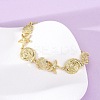 Brass Micro Pave Clear Cubic Zirconia Link Bracelets for Women BJEW-H209-09B-G-3