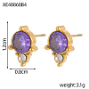 304 Stainless Steel Cubic Zirconia Stud Earrings STAS-OY009-15G-8