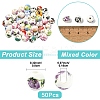 50Pcs 10 Colors Floral Printed Porcelain Beads PORC-YW0001-57-3
