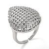 Plating Brass Micro Pave Cubic Zirconia Open Cuff Rings RJEW-K266-14P-1