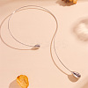 304 Stainless Steel Teardrop Pendant Open Cuff Necklaces for Women NJEW-R003-02P-02-1