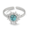 304 Stainless Steel Synthetic Turquoise Cuff Rings G-Z056-01P-03-2